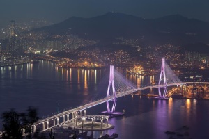 Busan night view of bridge